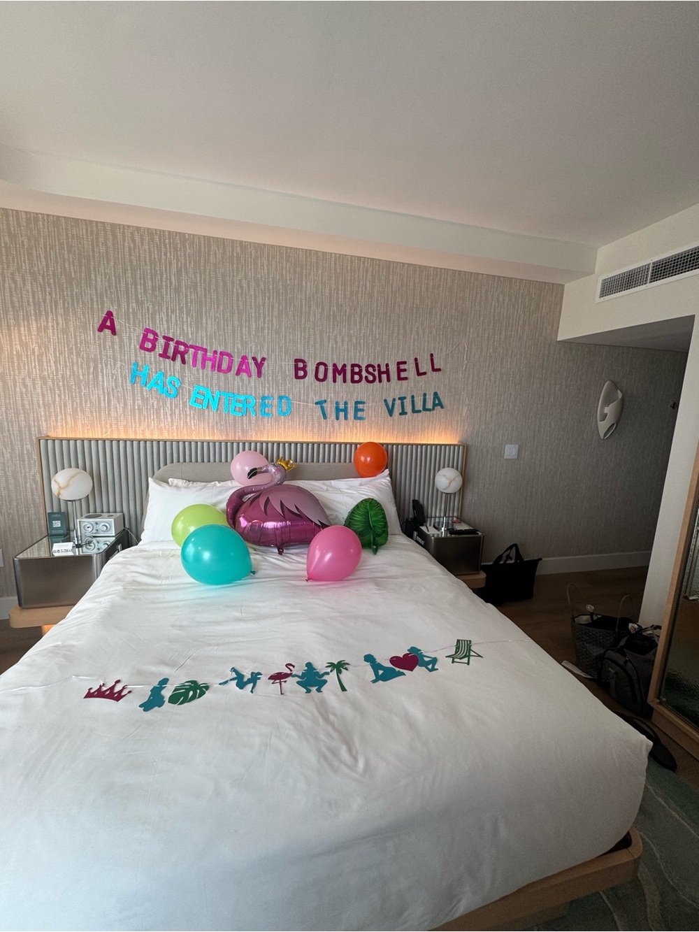 Love island decor. Includes 3 strings of letters. Flamingo or leaf NOT included